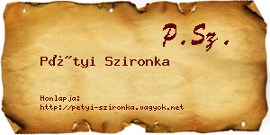 Pétyi Szironka névjegykártya